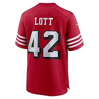 Maillot Nike Ronnie Lott Scarlet pour homme, joueur retraité des 49ers de San Francisco, match alternatif