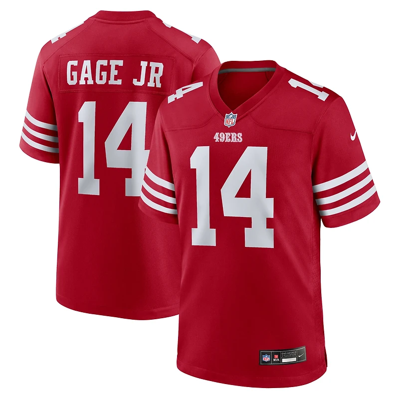 Maillot de match Nike Russell Gage Jr. Scarlet des San Francisco 49ers pour homme