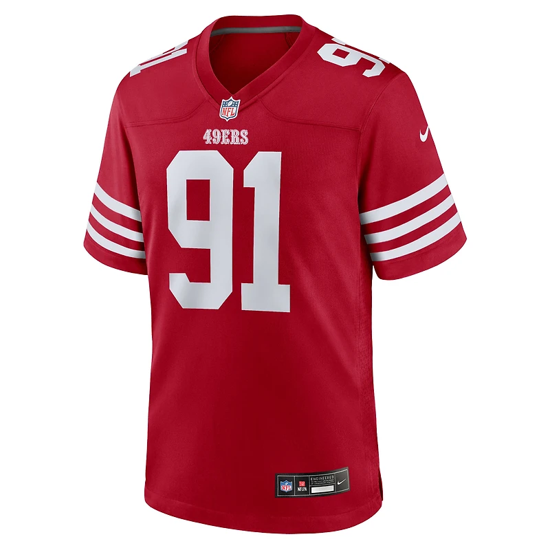 Maillot de match Nike Sam Okuayinonu Scarlet des San Francisco 49ers pour homme