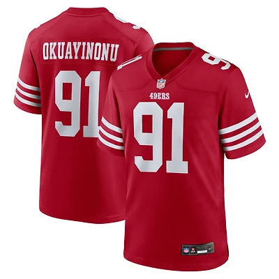 Maillot de match Nike Sam Okuayinonu Scarlet des San Francisco 49ers pour homme