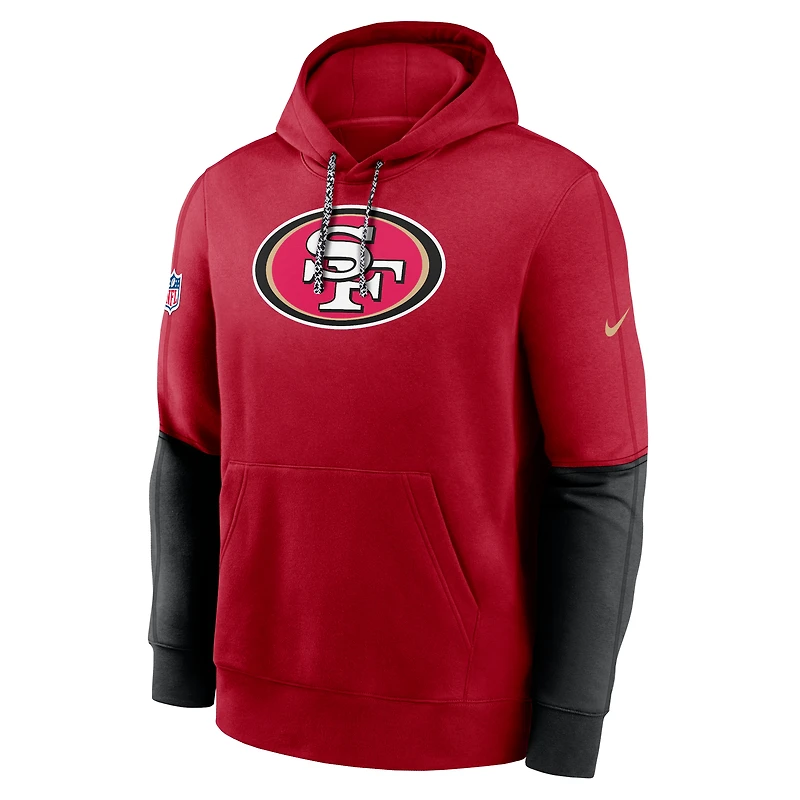 Men's Nike Scarlet San Francisco 49ers 2024 Sideline Club Pullover Hoodie