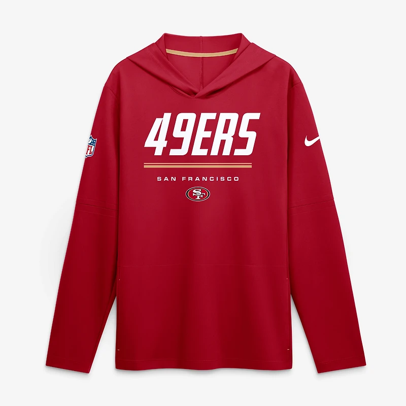 T-shirt à manches longues et capuche Nike Scarlet San Francisco 49ers pour homme, grandes tailles, technologie Dri-FIT