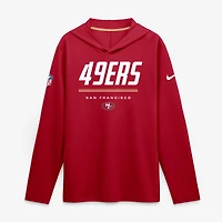 T-shirt à manches longues et capuche Nike Scarlet San Francisco 49ers pour homme, grandes tailles, technologie Dri-FIT