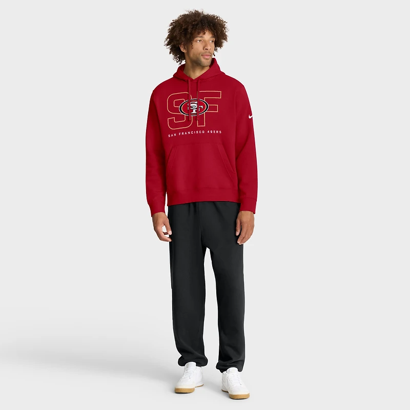 Men's Nike Scarlet San Francisco 49ers Busted Play Club Fleece Pullover Hoodie