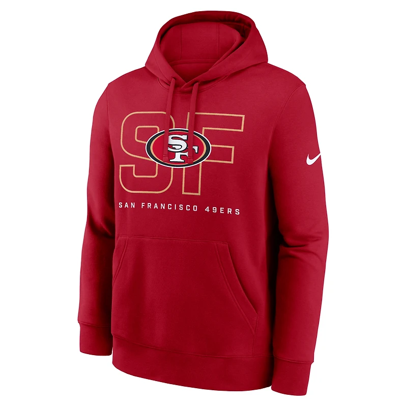 Men's Nike Scarlet San Francisco 49ers Busted Play Club Fleece Pullover Hoodie