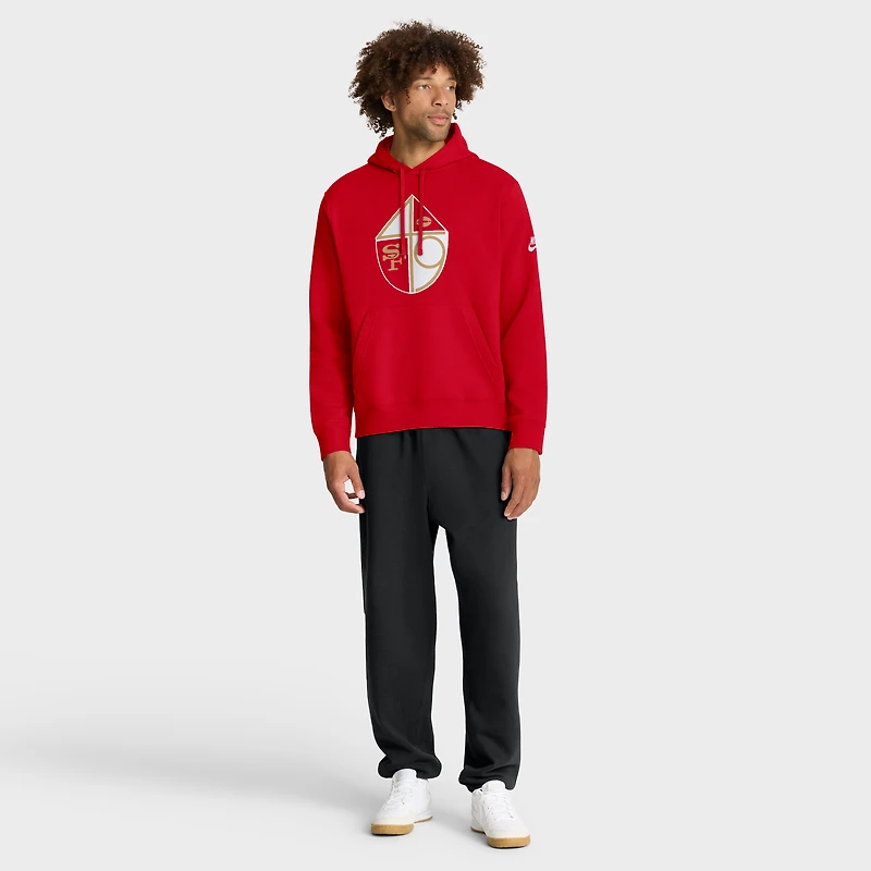 Sweat à capuche Nike Scarlet San Francisco 49ers Club Fleece pour homme