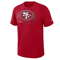 T-shirt Nike Scarlet Performance pour homme, motif flammé, côté gauche des San Francisco 49ers