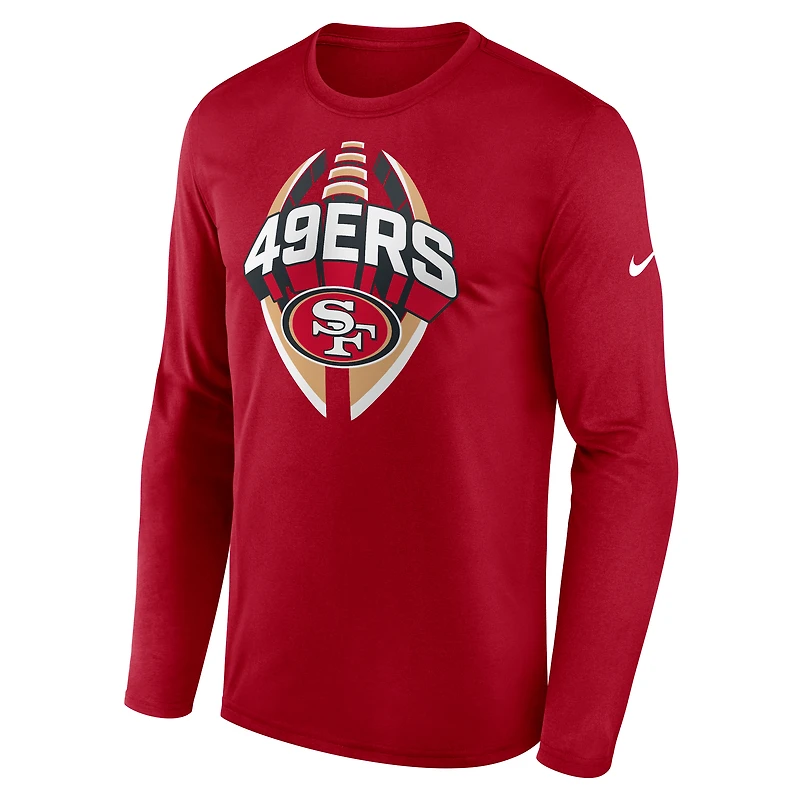T-shirt Nike Scarlet San Francisco 49ers Primetime Legend Icon Performance à manches longues pour homme