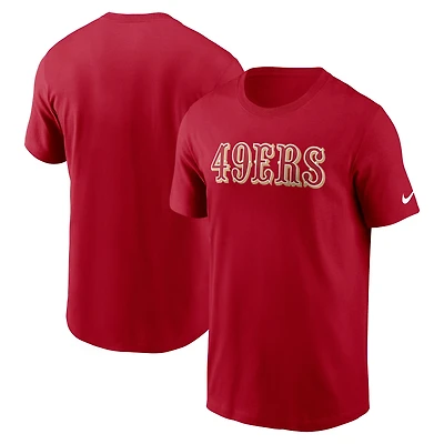 T-shirt Nike Scarlet San Francisco 49ers Primetime Wordmark Essential pour homme