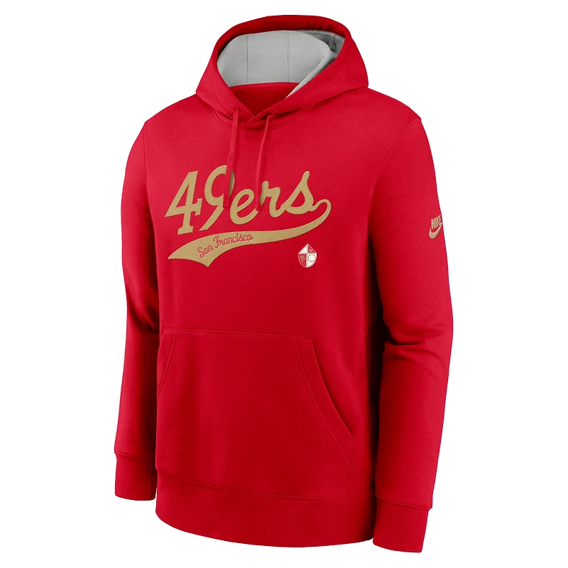 Men's Nike Scarlet San Francisco 49ers Rewind Club Logo Pullover Hoodie