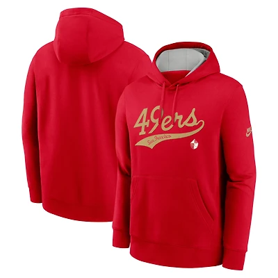 Men's Nike Scarlet San Francisco 49ers Rewind Club Logo Pullover Hoodie