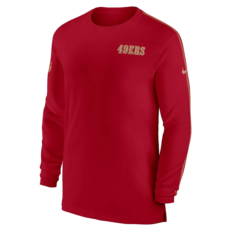 T-shirt à manches longues Nike Scarlet San Francisco 49ers Sideline Coach UV Performance pour homme