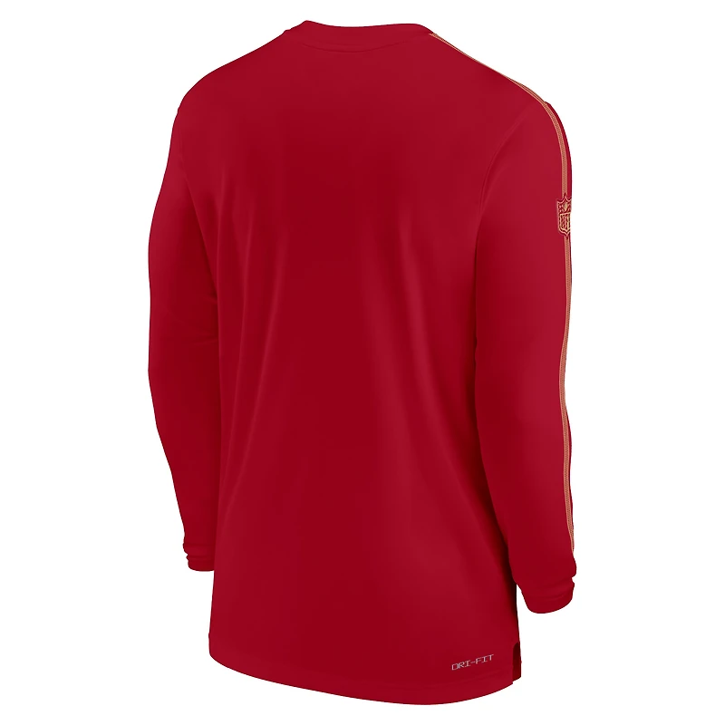 T-shirt à manches longues Nike Scarlet San Francisco 49ers Sideline Coach UV Performance pour homme