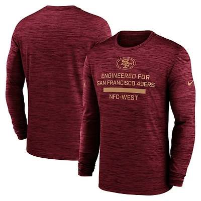 T-shirt Nike Scarlet Sideline Velocity Performance à manches longues pour homme des San Francisco 49ers