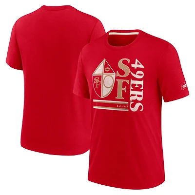 T-shirt Nike Scarlet San Francisco 49ers Wordmark Logo Tri-Blend Homme