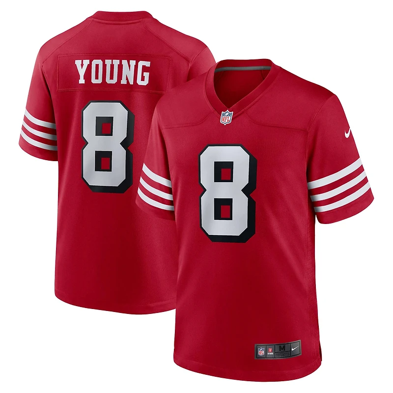 Maillot Nike Steve Young Scarlet pour homme, joueur retraité des 49ers de San Francisco, match alternatif
