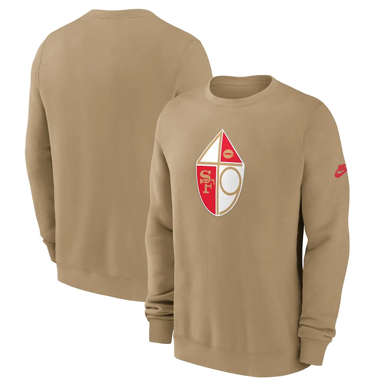 Men's Nike Tan San Francisco 49ers Swing Pass Rewind Club Pullover Sweatshirt