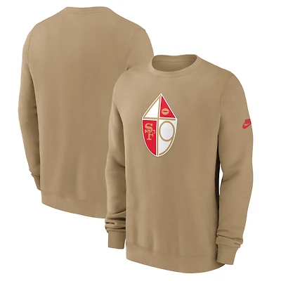 Men's Nike Tan San Francisco 49ers Swing Pass Rewind Club Pullover Sweatshirt