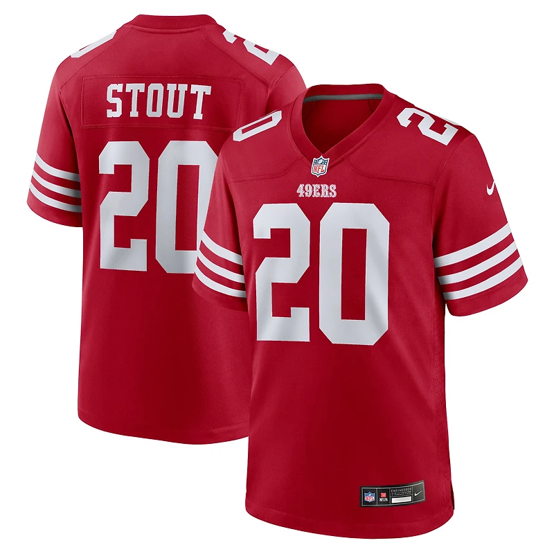 Maillot Nike Upton Stout Scarlet pour homme, équipe des 49ers de San Francisco