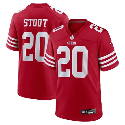 Maillot Nike Upton Stout Scarlet pour homme, équipe des 49ers de San Francisco