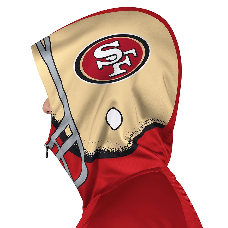 Veste de survêtement à capuche zippée Pro Player pour homme, couleur écarlate/dorée, avec casque des 49ers San Francisco