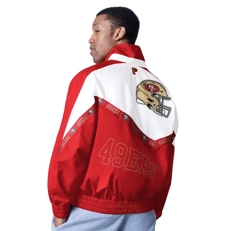 Veste légère à fermeture éclair complète Pro Player blanche/écarlate des San Francisco 49ers Tape II pour homme