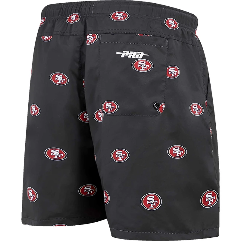 Short Pro Standard San Francisco 49ers noir imprimé sur l'ensemble avec mini logo pour homme