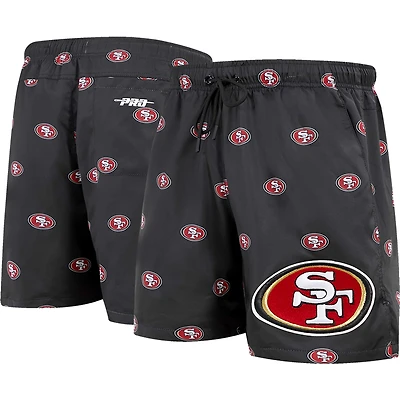 Short Pro Standard San Francisco 49ers noir imprimé sur l'ensemble avec mini logo pour homme