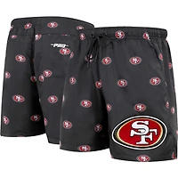 Short Pro Standard San Francisco 49ers noir imprimé sur l'ensemble avec mini logo pour homme