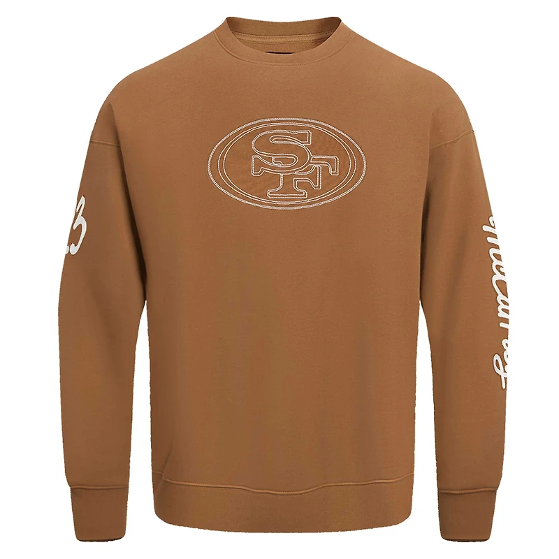 Men's Pro Standard Christian McCaffrey Brown San Francisco 49ers Pullover Crewneck Sweatshirt