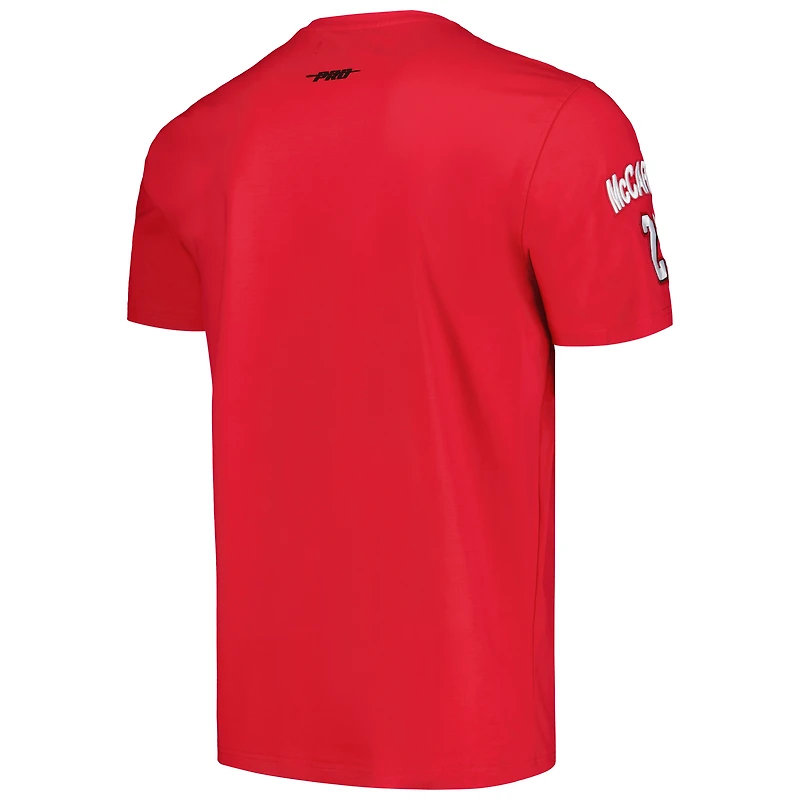 T-shirt graphique Pro Standard Christian McCaffrey Scarlet San Francisco 49ers Avatar Remix Player pour hommes