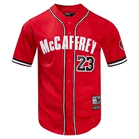 Maillot de baseball boutonné en maille Pro Standard Christian McCaffrey Scarlet San Francisco 49ers pour hommes