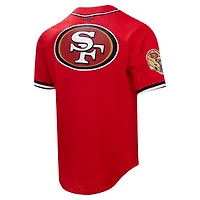 Men's Pro Standard Christian McCaffrey Scarlet San Francisco 49ers Mesh Button-Up Baseball Jersey