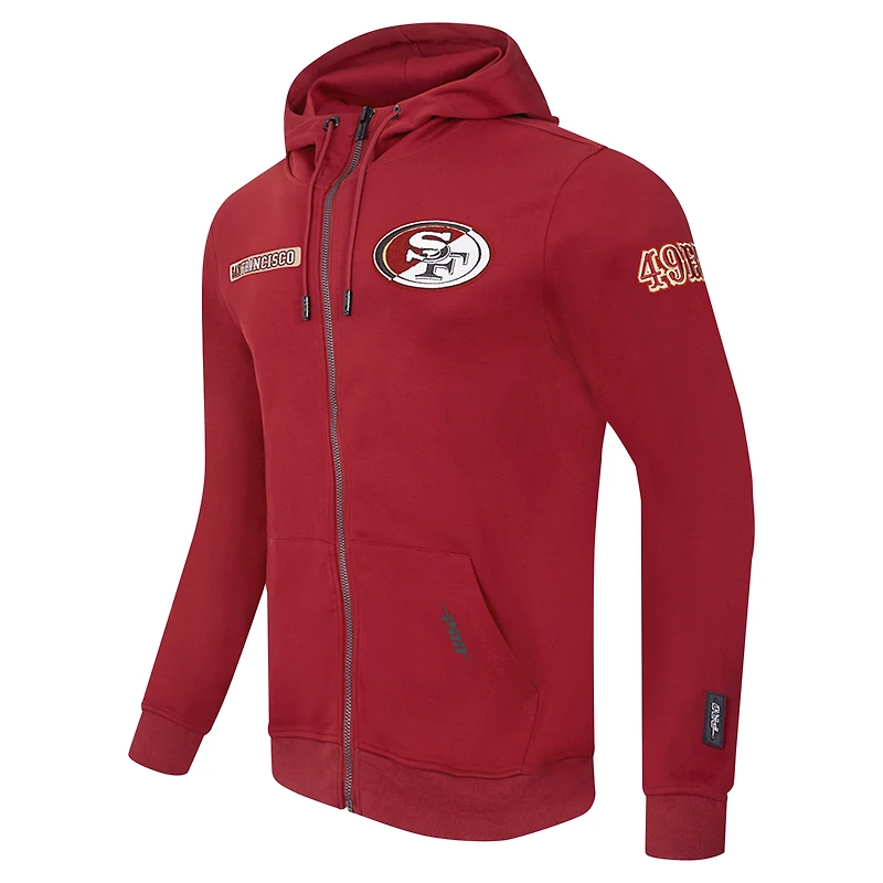 Men's Pro Standard  Scarlet San Francisco 49ers Split Logo Double Knit Full-Zip Hoodie