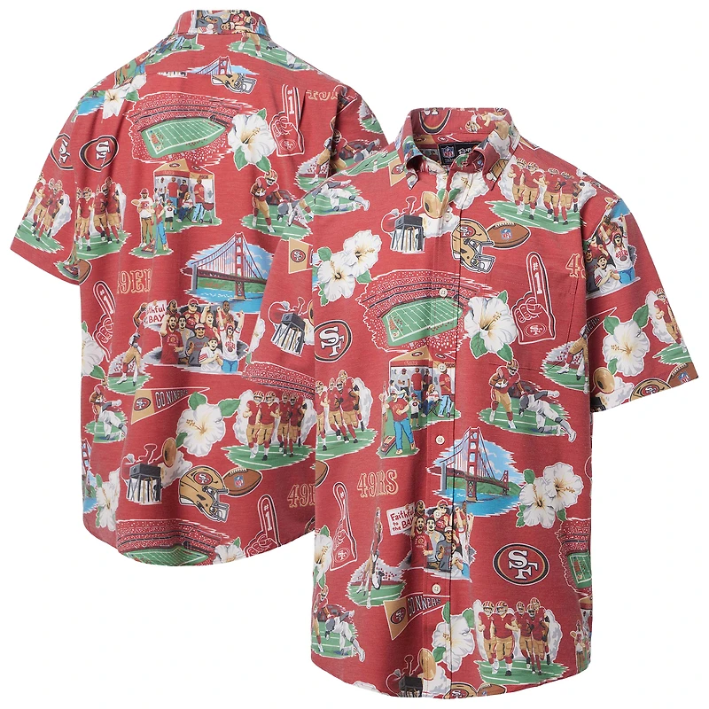 Chemise boutonnée panoramique rouge San Francisco 49ers de Reyn Spooner pour homme