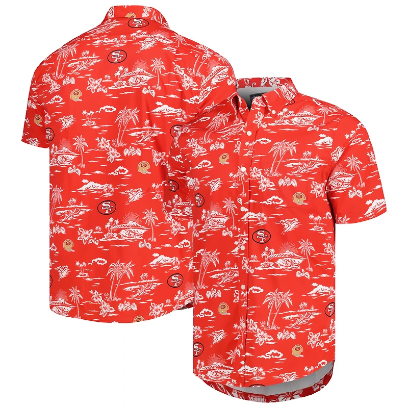 Men's Reyn Spooner Scarlet San Francisco 49ers Throwback Kekai Print Button-Up Shirt