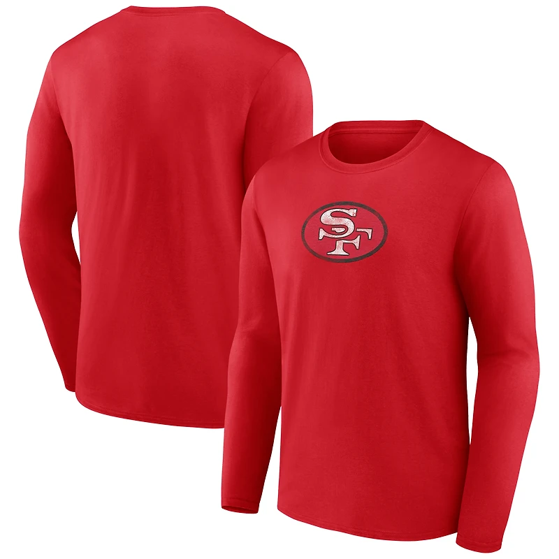 Men's  Scarlet San Francisco 49ers Throwback Logo Long Sleeve T-Shirt