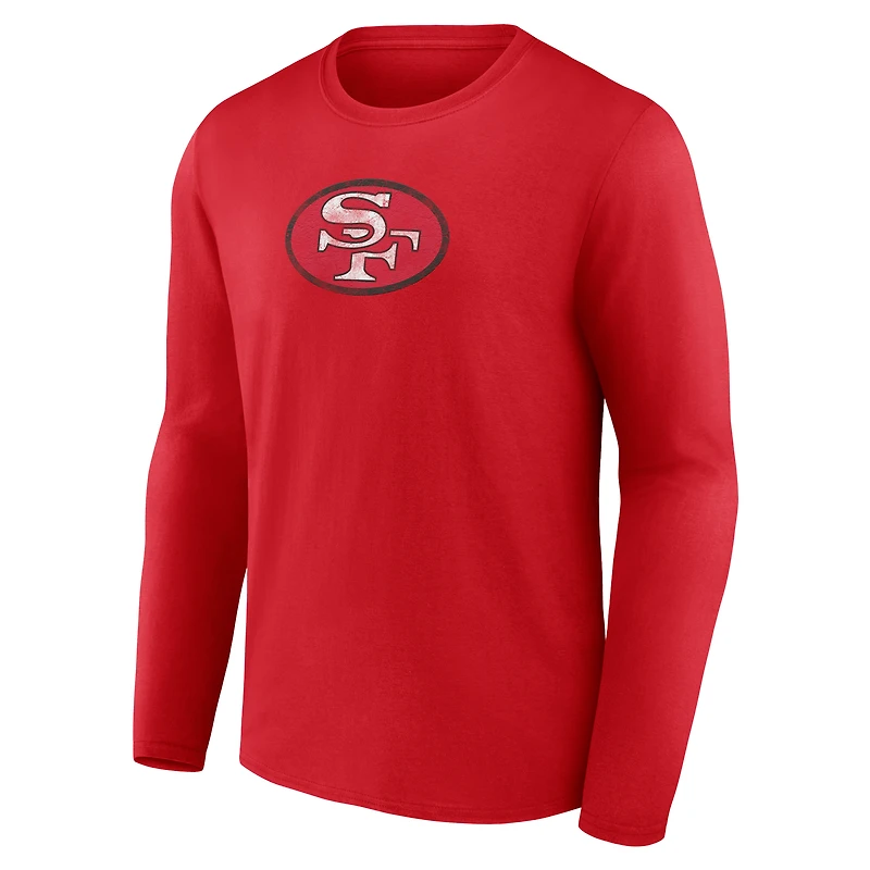 Men's  Scarlet San Francisco 49ers Throwback Logo Long Sleeve T-Shirt