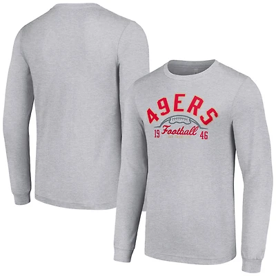 T-shirt à manches longues gris chiné pour homme, équipe de demi-ballon des 49ers San Francisco
