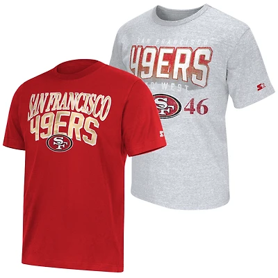 Men's Starter  Scarlet/Gray San Francisco 49ers Two-Pack Logo T-Shirt Set