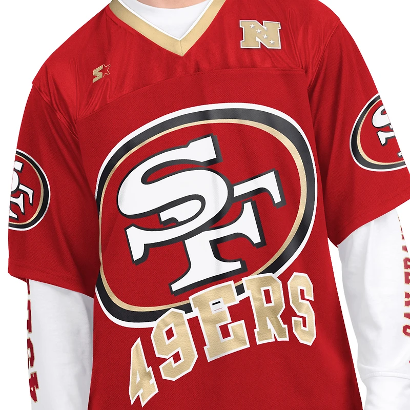Pack de t-shirts à manches courtes et longues Starter pour homme, coloris écarlate blanc, des 49ers San Francisco
