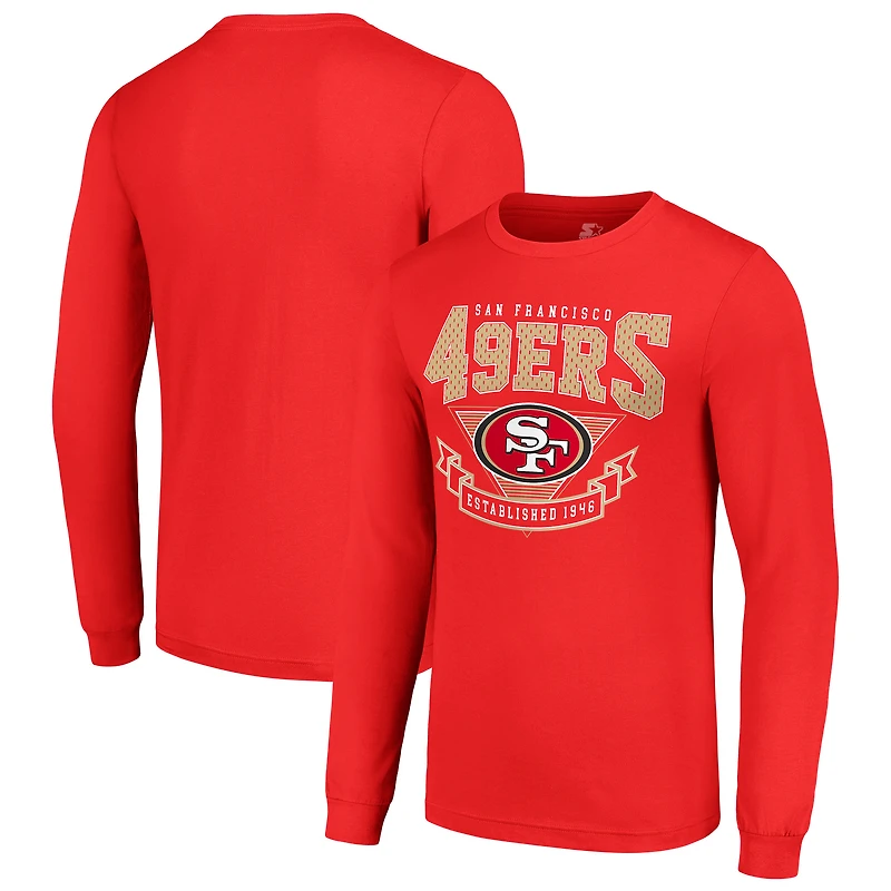 T-shirt à manches longues pour homme, inspiré des années 80, avec logo de l'équipe San Francisco 49ers.