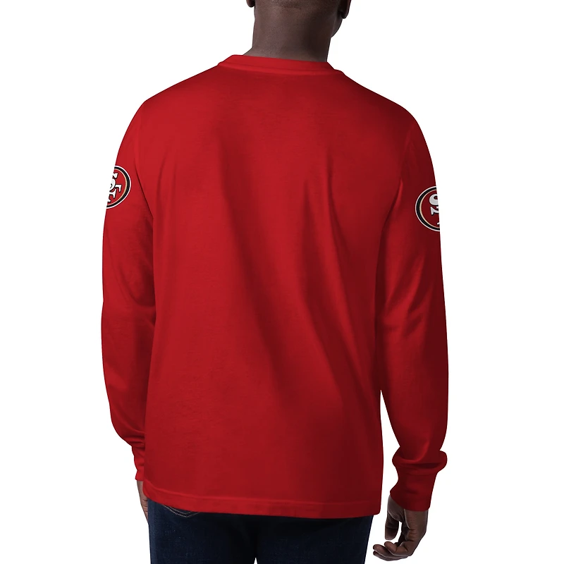 Starter Scarlet San Francisco 49ers Clutch Hit T-shirt à manches longues pour homme