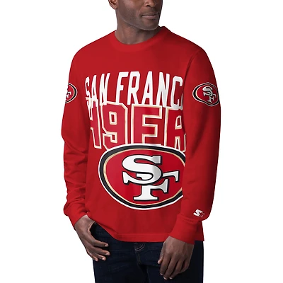Starter Scarlet San Francisco 49ers Clutch Hit T-shirt à manches longues pour homme