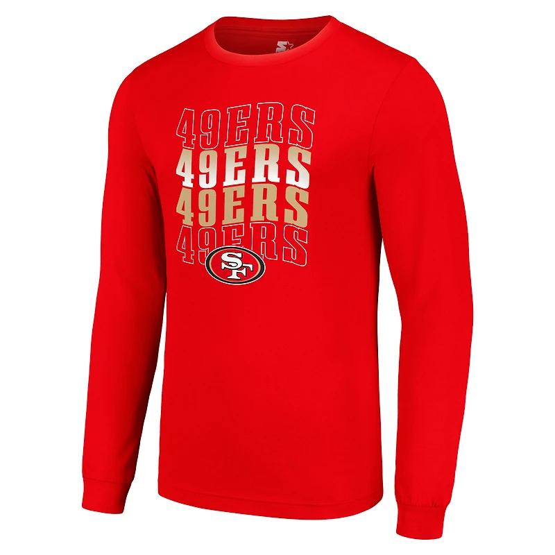 Men's Starter Scarlet San Francisco 49ers Team Name Graphic Long Sleeve T-Shirt
