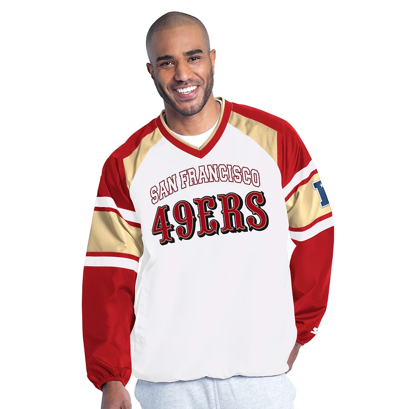 Veste pull raglan Starter blanche pour homme, modèle San Francisco 49ers Infield Play