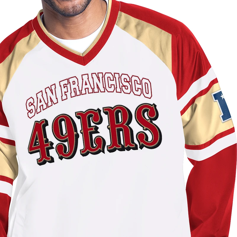 Men's Starter White San Francisco 49ers Infield Play Raglan Pullover Jacket