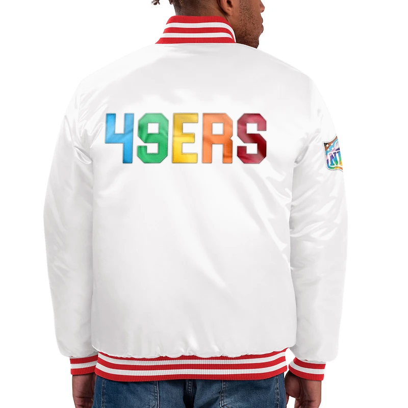 Veste universitaire à bouton-pression Starter White San Francisco 49ers Pride pour hommes