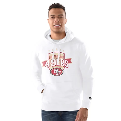 Sweat à capuche vintage blanc Starter San Francisco 49ers pour homme