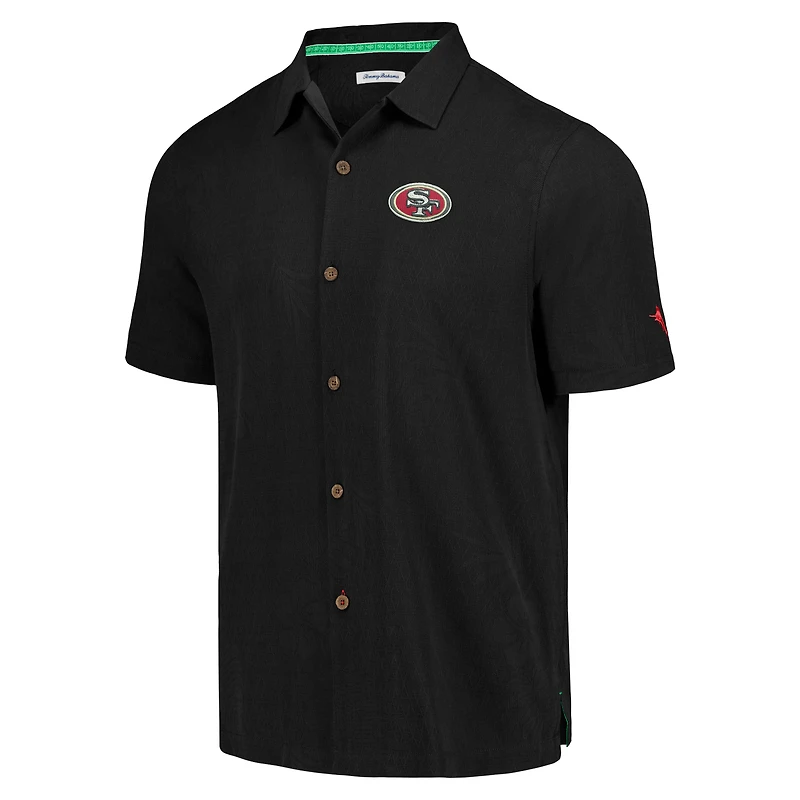 Chemise boutonnée Tommy Bahama noire pour hommes des San Francisco 49ers Tidal Kickoff Camp
